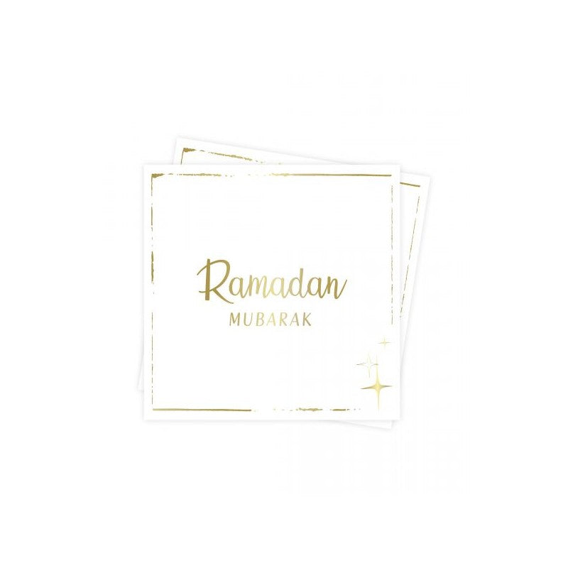 Serviettes "ramadan mubarak" - Blanc dore